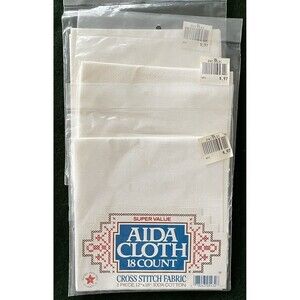 3 NEW AIDA Cloth 18 Count Counted Cross Stitch White Fabric Super Value 12"x18"